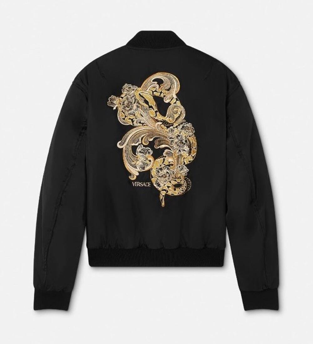 Versace Embroidered Blouson Black Jacket 46 US (56 Eu) 1019279 Italy NWT $3000